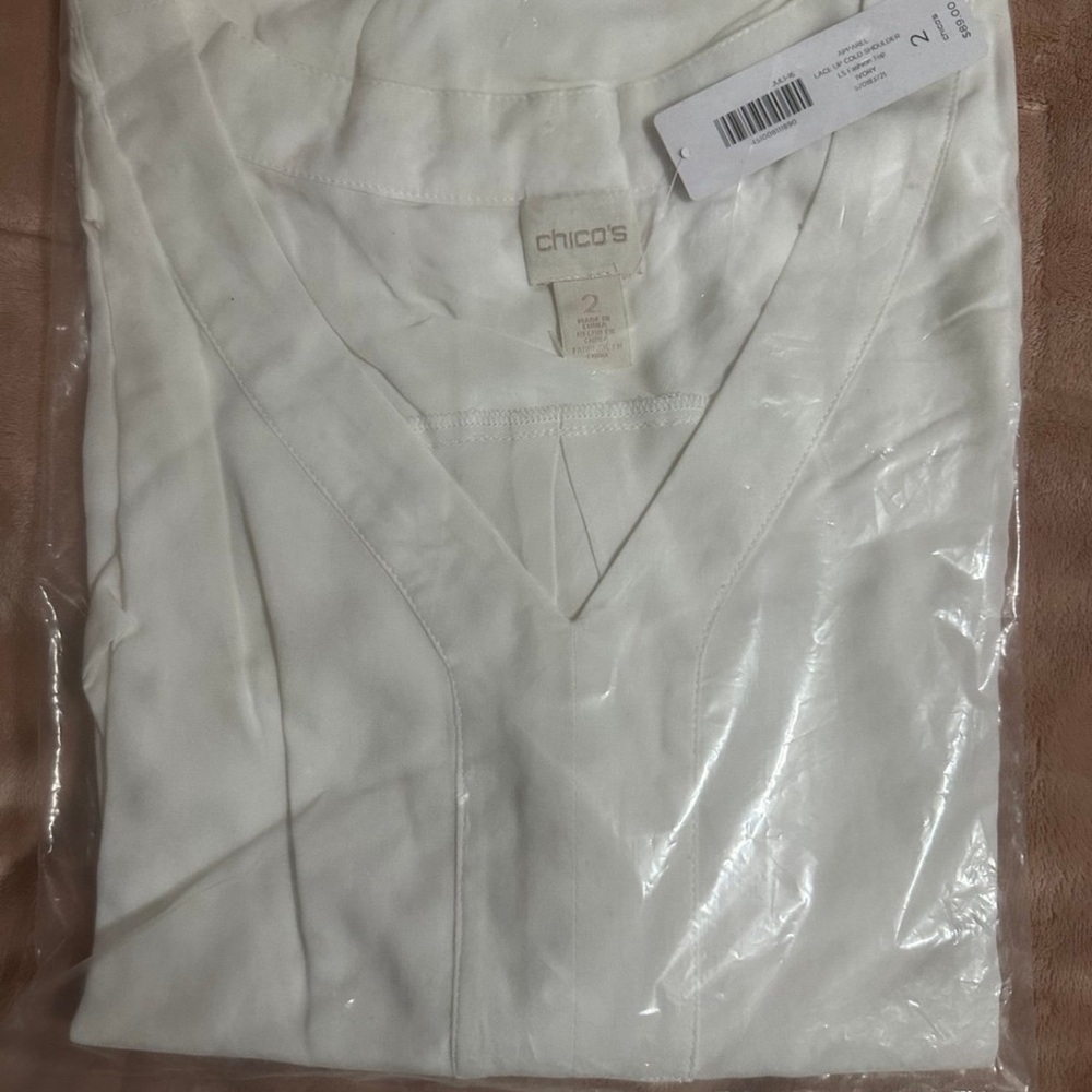 Chico's White V-Neck Blouse